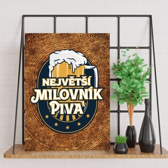 Dárková cedulka Největší milovník piva: 30x40 cm