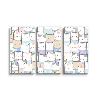 Obraz - 3-dílný Kreslená koťátka: 120x80 cm