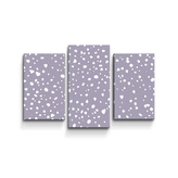 Obraz - 3-dílný Bílé flíčky na fialové: 75x50 cm