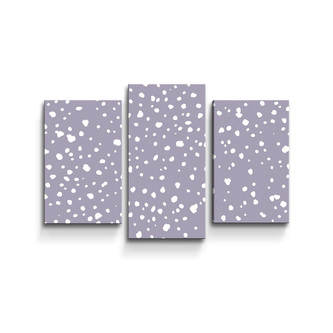Obraz - 3-dílný Bílé flíčky na fialové: 75x50 cm
