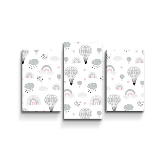 Obraz - 3-dílný Malované horkovzdušné balony: 75x50 cm