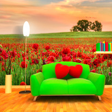 Tapeta Pole vlčích máků 2: 336x220 cm