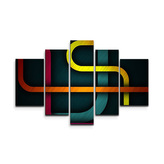 Obraz - 5-dílný Barevné klikyháky: 125x90 cm