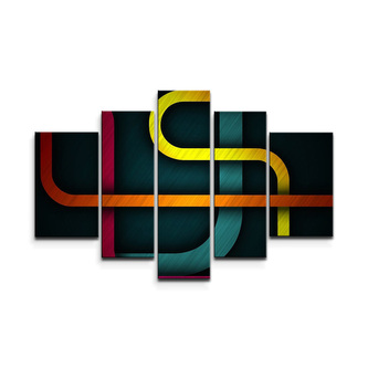 Obraz - 5-dílný Barevné klikyháky: 125x90 cm