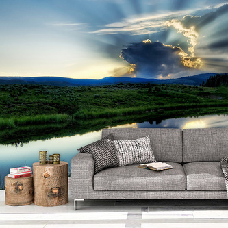 Tapeta Mrak nad řekou: 208x125 cm Tapeta Mrak nad řekou: 208x125 cm