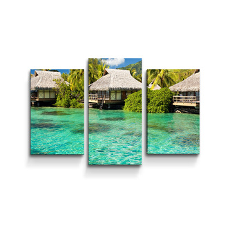 Obraz - 3-dílný Chatky na moři: 75x50 cm