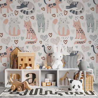 Tapeta Malované kočičky: 208x125 cm Tapeta Malované kočičky: 208x125 cm