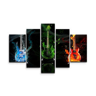 Obraz - 5-dílný Kytary: 125x90 cm