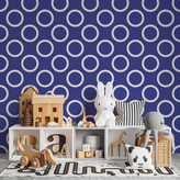 Tapeta Bílé kruhy na modré: 336x220 cm