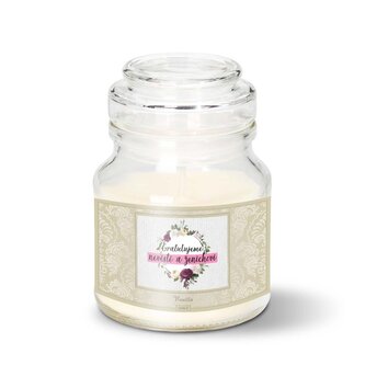 Svíčka Gratulujeme nevěstě a ženichovi: 120 g