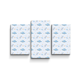 Obraz - 3-dílný Létající talíře a rakety: 75x50 cm