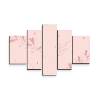 Obraz - 5-dílný Růžové lístky: 125x90 cm