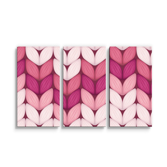 Obraz - 3-dílný Tříbarevné růžové pletení: 120x80 cm