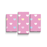 Obraz - 3-dílný Srdce na růžové: 75x50 cm