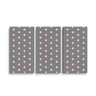 Obraz - 3-dílný Růžové puntíky na šedé: 120x80 cm