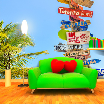 Tapeta Ukazatele měst: 336x220 cm