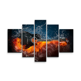 Obraz - 5-dílný Ohnivá kytara: 125x90 cm