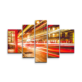 Obraz - 5-dílný Noční Londýn: 125x90 cm
