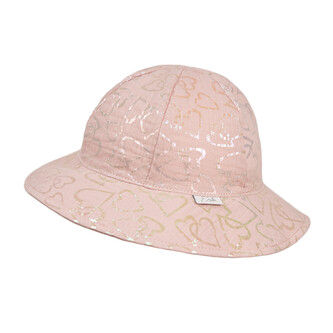 Dívčí klobouk mušelín Shiny heart; Barva: růžová; Velikost: XXS