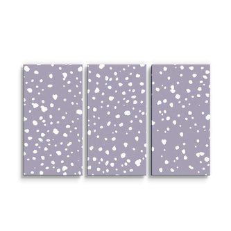 Obraz - 3-dílný Bílé flíčky na fialové: 120x80 cm