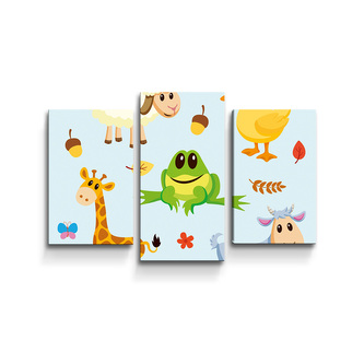 Obraz - 3-dílný Zvířátka 3: 75x50 cm