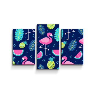 Obraz - 3-dílný Růžoví plameňáci: 75x50 cm
