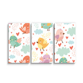 Obraz - 3-dílný Oblak s ptáčky: 120x80 cm