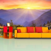 Tapeta Západ slunce nad lesem: 336x220 cm