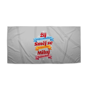 Ručník Žij, Směj se, Miluj: 70x140 cm Ručník Žij, Směj se, Miluj: 70x140 cm