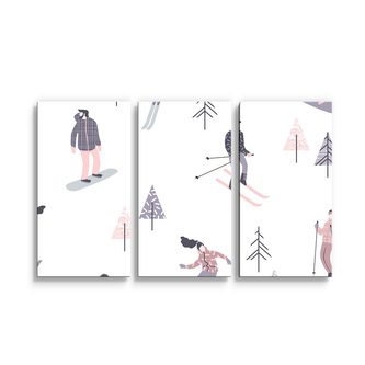 Obraz - 3-dílný Lyžaři: 120x80 cm