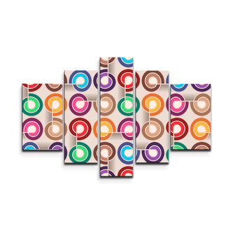 Obraz - 5-dílný Barevné spirály: 125x90 cm