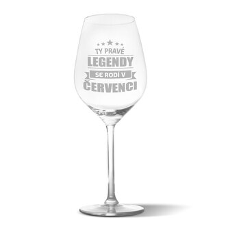 Sklenička na víno Ty pravé legendy se rodí v červenci: 49 cl