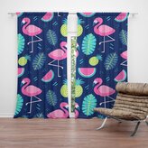 Závěs Růžoví plameňáci: 2ks 140x250cm