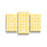 Obraz - 3-dílný Bílé kruhy na žluté: 75x50 cm