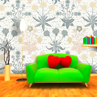 Tapeta Šedé květiny: 208x125 cm Tapeta Šedé květiny: 208x125 cm