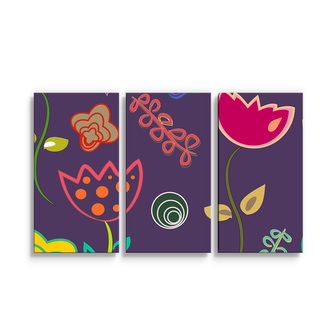 Obraz - 3-dílný Nakreslené květiny: 120x80 cm