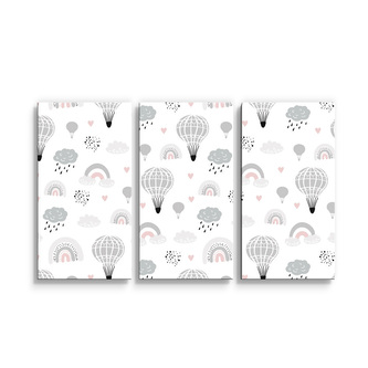 Obraz - 3-dílný Malované horkovzdušné balony: 120x80 cm