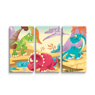 Obraz - 3-dílný Dinosauři 5: 120x80 cm