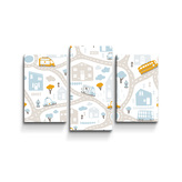 Obraz - 3-dílný Cestičky s dopravou: 75x50 cm