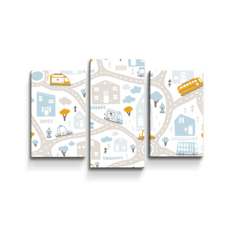 Obraz - 3-dílný Cestičky s dopravou: 75x50 cm