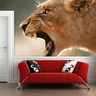 Tapeta Rozzuřená lvice: 125x75 cm