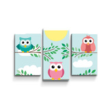 Obraz - 3-dílný Sovičky: 75x50 cm