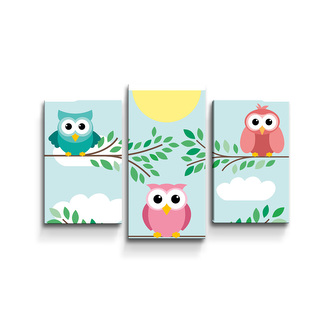 Obraz - 3-dílný Sovičky: 75x50 cm