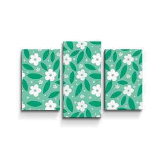 Obraz - 3-dílný Bílé květy s lístky: 75x50 cm