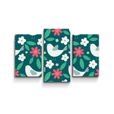 Obraz - 3-dílný Červené kvítí s ptáčky: 75x50 cm