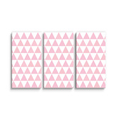 Obraz - 3-dílný Růžové a bílé trojúhelníky: 120x80 cm