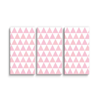 Obraz - 3-dílný Růžové a bílé trojúhelníky: 120x80 cm