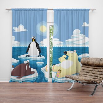 Závěs Lední zvířátka: 2ks 140x250cm