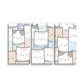 Obraz - 3-dílný Barevná koťátka: 120x80 cm