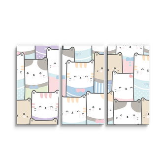Obraz - 3-dílný Barevná koťátka: 120x80 cm